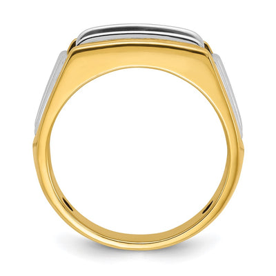 IBGoodman 14K Two-tone Men's Polished and Grooved 3-Stone 1 Carat AA Quality Diamond Ring