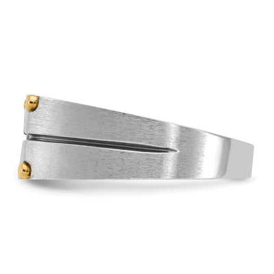 14K Two-tone IBGoodman Men's Polished and Satin 1/2 carat Diamond Complete Ring
