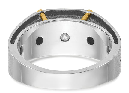 14k Two-tone IBGoodman Men's Polished and Satin 1/2 carat Diamond Complete Ring