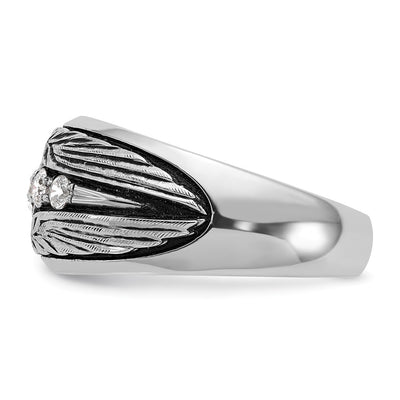 IBGoodman 14K White Gold with Black Rhodium Men's Polished and Textured 5-Stone 1/2 Carat AA Quality Diamond Ring