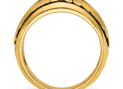 IBGoodman 14k with Black Rhodium Men's Polished and Textured Solitaire 1/2 Carat AA Quality Diamond Ring