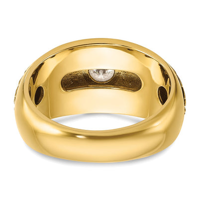 IBGoodman 14K with Black Rhodium Men's Polished and Textured Solitaire 1/2 Carat AA Quality Diamond Ring