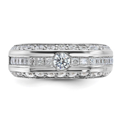 IBGoodman 14K White Gold Men's Polished 1 7/8 Carat AA Quality Diamond Ring