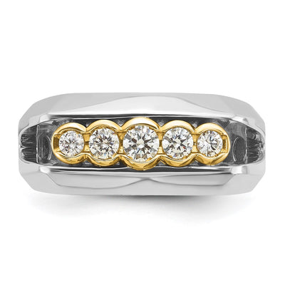 IBGoodman 14K Two-tone Men's Polished Graduated 5-Stone 1/2 Carat AA Quality Diamond Ring
