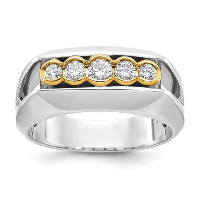IBGoodman 14K Two-tone Men's Polished Graduated 5-Stone 1/2 Carat AA Quality Diamond Ring
