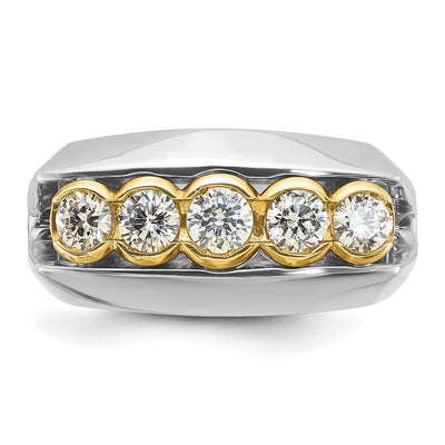 IBGoodman 14K Two-tone Men's Polished Graduated 5-Stone 1 Carat AA Quality Diamond Ring