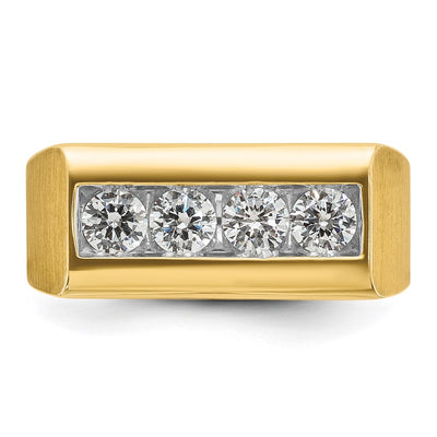 IBGoodman 14K Men's Polished and Satin 4-Stone 1 Carat AA Quality Diamond Ring