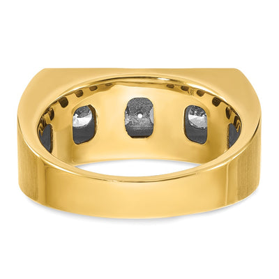 IBGoodman 14K Men's Polished and Satin 4-Stone 1 Carat AA Quality Diamond Ring