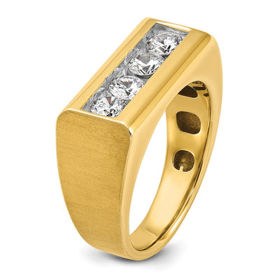 IBGoodman 14K Men's Polished and Satin 4-Stone 1 Carat AA Quality Diamond Ring