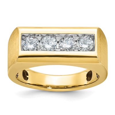IBGoodman 14K Men's Polished and Satin 4-Stone 1 Carat AA Quality Diamond Ring