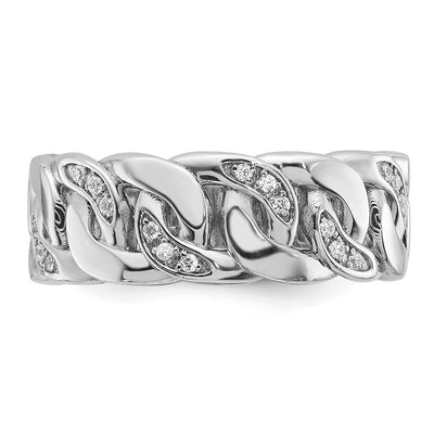14K White Gold IBGoodman Men's Link Design 1/8 carat Diamond Complete Ring
