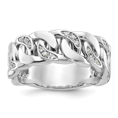 14K White Gold IBGoodman Men's Link Design 1/8 carat Diamond Complete Ring