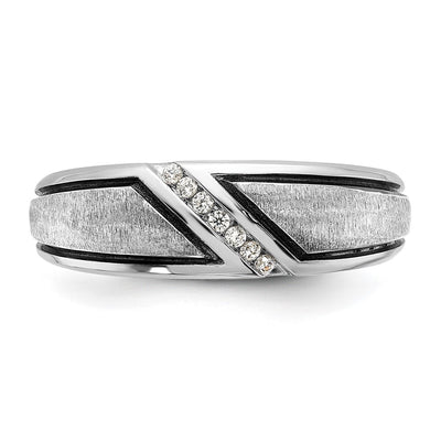IBGoodman 14K White Gold with Black Rhodium Men's Polished and Satin 1/15 Carat AA Quality Diamond Ring
