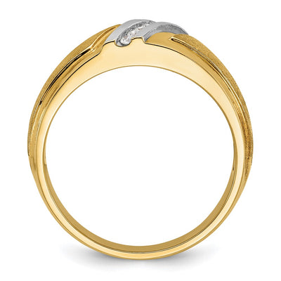 IBGoodman 14K with White Rhodium Men's Polished and Satin 1/20 Carat AA Quality Diamond Ring