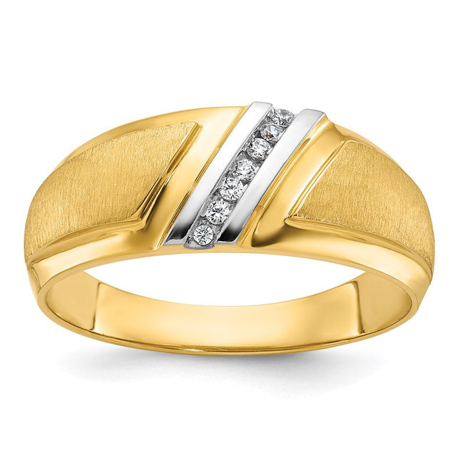 14k Yellow & Rhodium Rings Style B64191 - Classique Jewelry Inc.