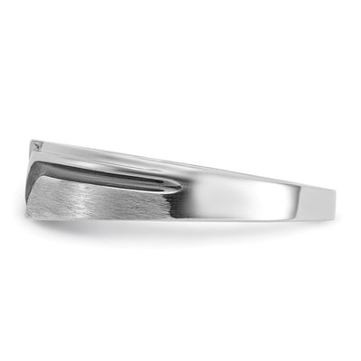 IBGoodman 14K White Gold with Black Rhodium Men's Polished Satin and Grooved 1/8 Carat AA Quality Black and White Diamond Ring