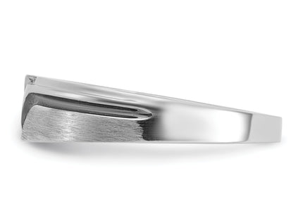 IBGoodman 14k White Gold Polished Satin and Grooved Men's Ring Mounting