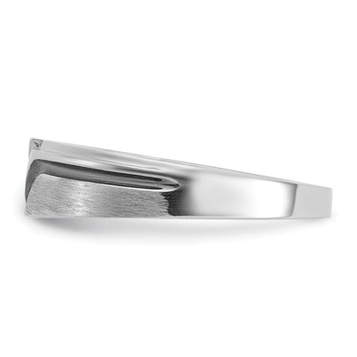 IBGoodman 14K White Gold Polished Satin and Grooved Men's Ring Mounting