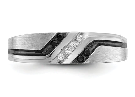 IBGoodman 14k White Gold Polished Satin and Grooved Men's Ring Mounting