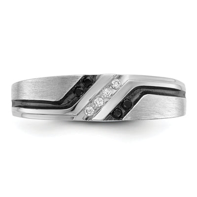 IBGoodman 14K White Gold Polished Satin and Grooved Men's Ring Mounting