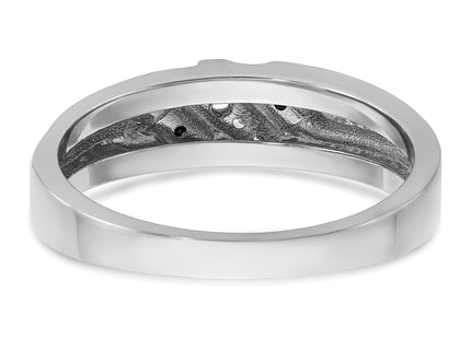 IBGoodman 14k White Gold Polished Satin and Grooved Men's Ring Mounting