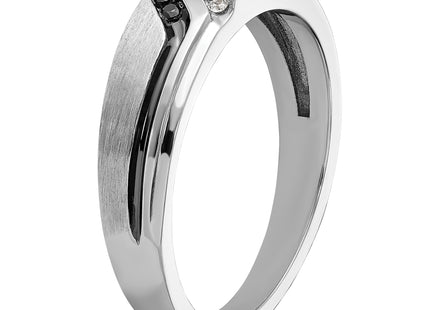 IBGoodman 14k White Gold Polished Satin and Grooved Men's Ring Mounting