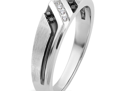 IBGoodman 14k White Gold Polished Satin and Grooved Men's Ring Mounting