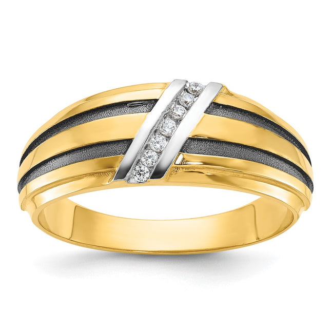14k Yellow & Rhodium Rings Style B64197 - Classique Jewelry Inc.