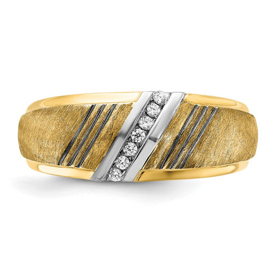 IBGoodman 14K with Black and White Rhodium Men's Polished and Satin 1/20 Carat AA Quality Diamond Ring