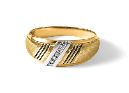 14K IBGoodman Men's Polished Grooved and Satin Ring Mounting