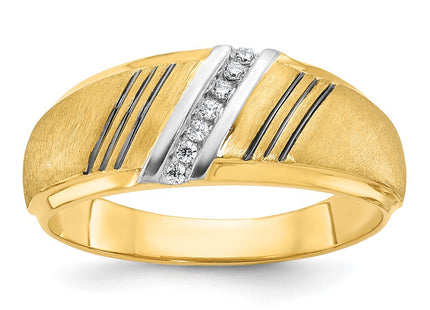 14k Yellow & Rhodium Rings Style B64198 - Classique Jewelry Inc.
