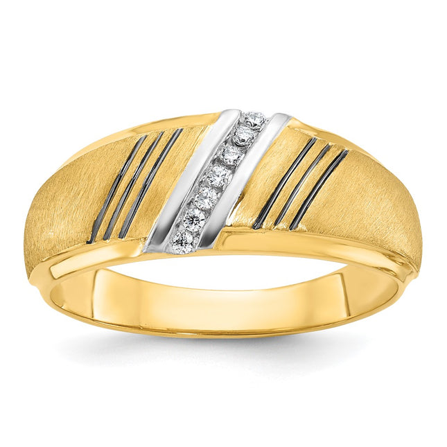 14k Yellow & Rhodium Rings Style B64198 - Classique Jewelry Inc.