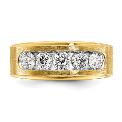 IBGoodman 14K Men's Polished and Brushed 5-Stone 1 Carat AA Quality Diamond Ring