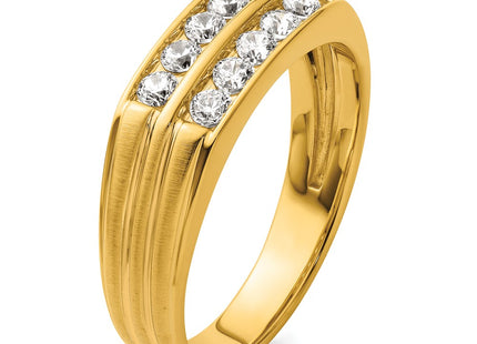 14K IBGoodman Men's Polished Satin & Grooved 2-Row Ring Mounting