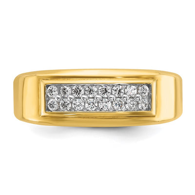 14K IBGoodman Men's Polished 2-Row 1/3 Carat AA Quality Diamond Ring
