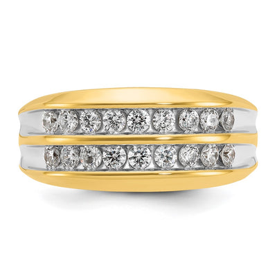 IBGoodman 14K with White Rhodium Men's Polished Two-Row 3/4 Carat AA Quality Diamond Ring