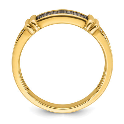 14K IBGoodman Men's 5/8 carat Black and White Diamond Complete Ring