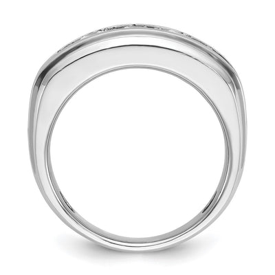 IBGoodman 14K White Gold Men's Polished and Grooved 1 3/4 Carat AA Quality Diamond Ring