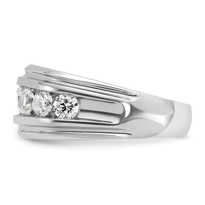 IBGoodman 14K White Gold Men's Polished and Grooved 1 3/4 Carat AA Quality Diamond Ring