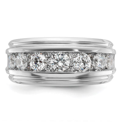 IBGoodman 14K White Gold Men's Polished and Grooved 1 3/4 Carat AA Quality Diamond Ring
