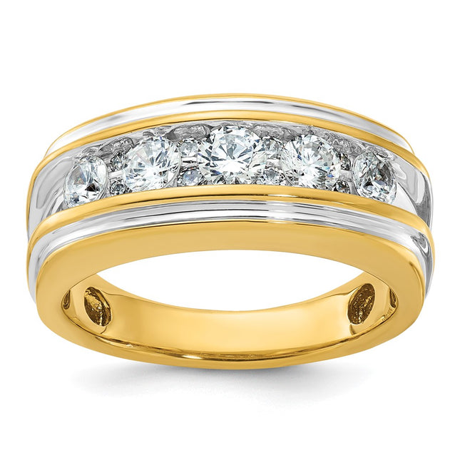 14k Yellow & Rhodium Rings Style B64234 - Classique Jewelry Inc.