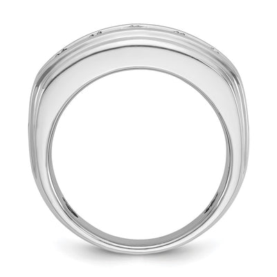 IBGoodman 14K White Gold Men's Polished and Grooved 2 Carat AA Quality Diamond Ring