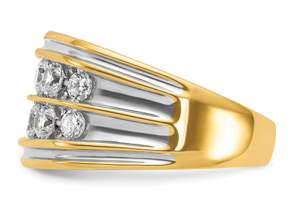 14k IBGoodman Men's Polished and Grooved 2-Row Ring Mounting