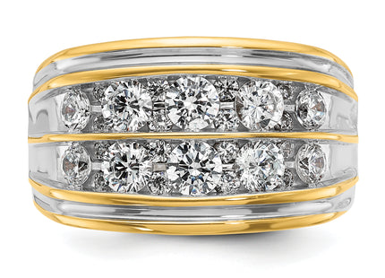14k IBGoodman Men's Polished and Grooved 2-Row Ring Mounting