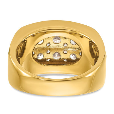 IBGoodman 14K with White Rhodium Men's Polished and Grooved 2-Row 2 Carat AA Quality Diamond Ring