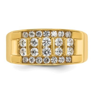 IBGoodman 14K Men's Polished 4-Row 1 Carat AA Quality Diamond Ring