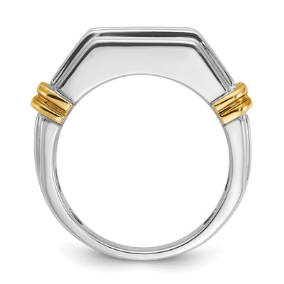 IBGoodman 14K Two-tone Men's Polished and Grooved 5-Stone 2 Carat AA Quality Diamond Ring