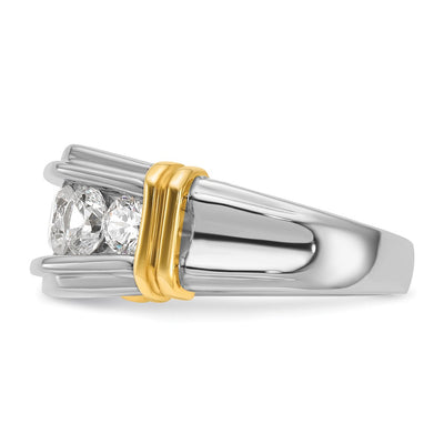 IBGoodman 14K Two-tone Men's Polished and Grooved 5-Stone 2 Carat AA Quality Diamond Ring