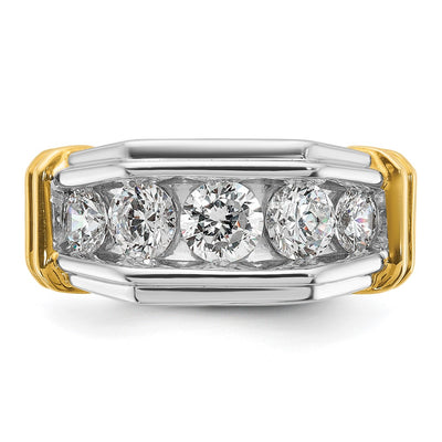 IBGoodman 14K Two-tone Men's Polished and Grooved 5-Stone 2 Carat AA Quality Diamond Ring