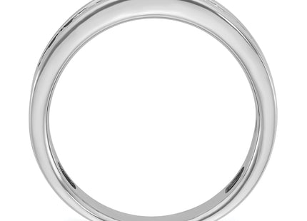 IBGoodman 14k White Gold Men's Polished Square 11-Stone 1 Carat AA Quality Diamond Ring